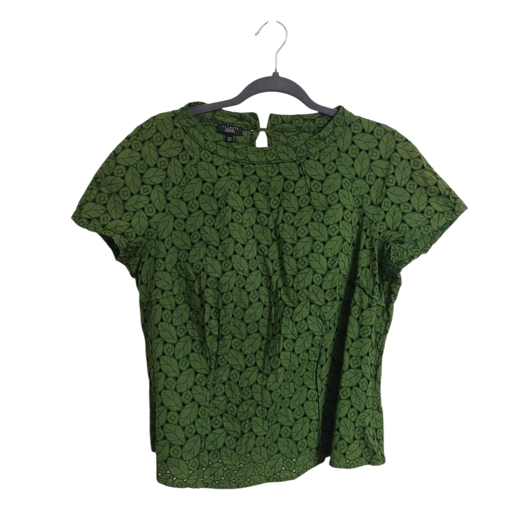 Talbots Green Leaf Pattern Blouse - image 2